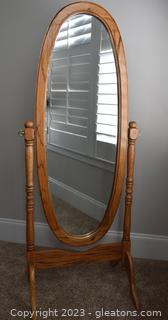 Traditional Full Length Floor Cheval Mirror – In an Oak Finish 